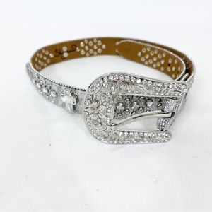 Shyanne Western Belt Rhinestone Crosses Silver Bling Size 26